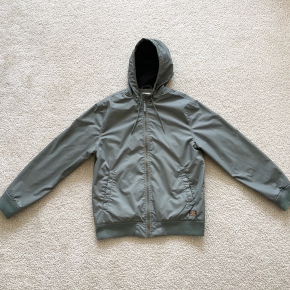 Mens H&M Hunter Green Hooded Bomber Zip Up - Picture 2 of 4